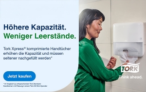 Höhere Kapazität mit Tork Xpress® komprimierten Handtüchern